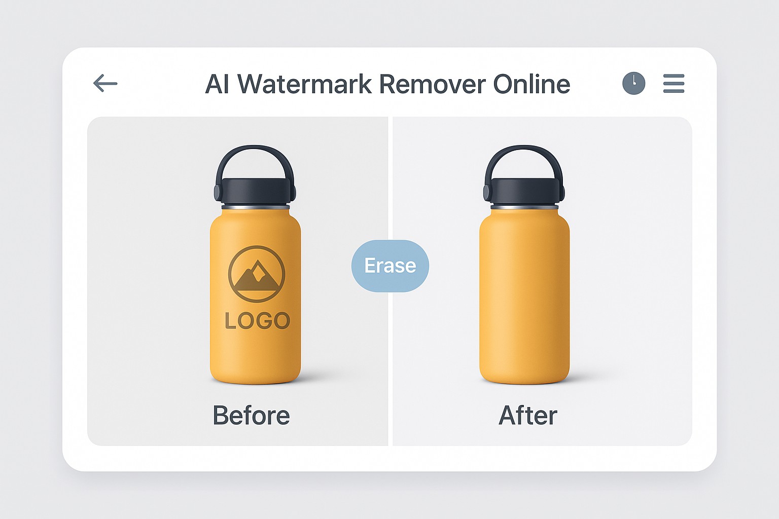 AI watermark remover online clearing a logo from a product image